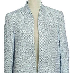 Calvin Klein Blazer Jacket Size 16 Button Nubby Tweed Vintage Light Blue Lined